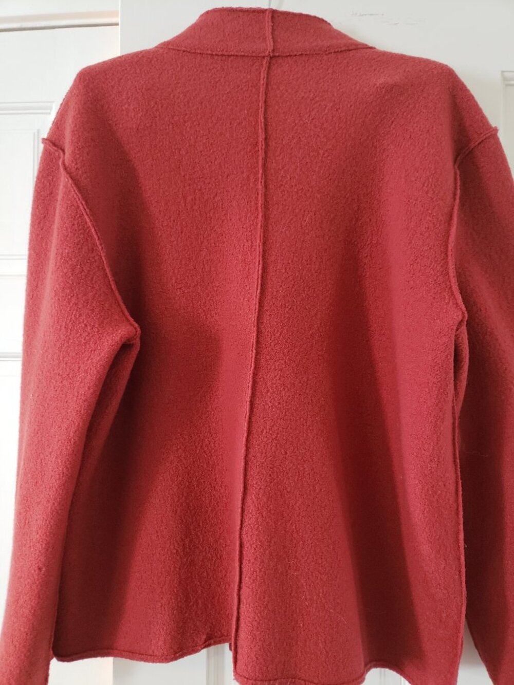 Rust 100% boiled wool jacket with raglan sleeves, decorative button, and pockets - Picture 2 of 4